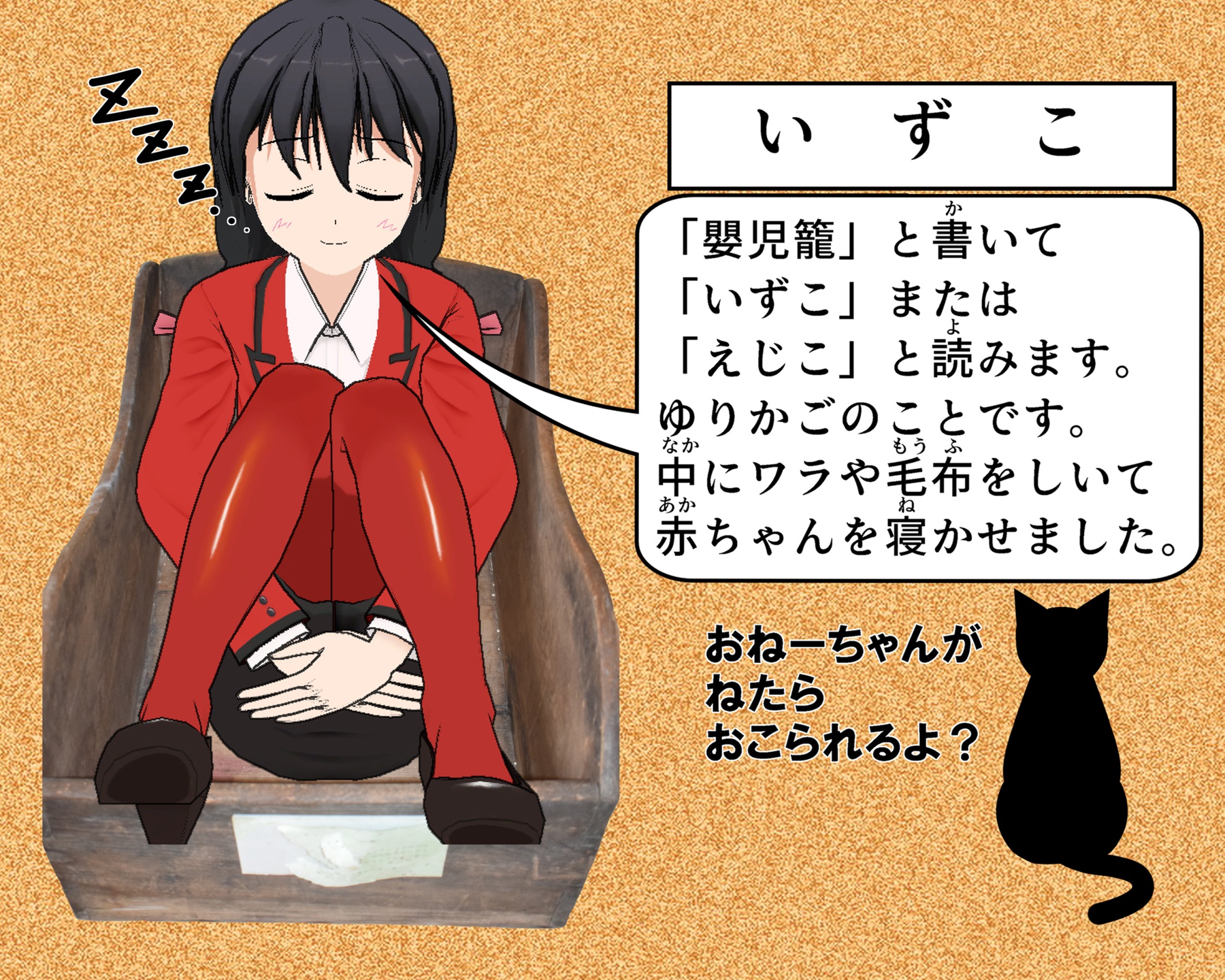 いずこについて説明をしているイラスト