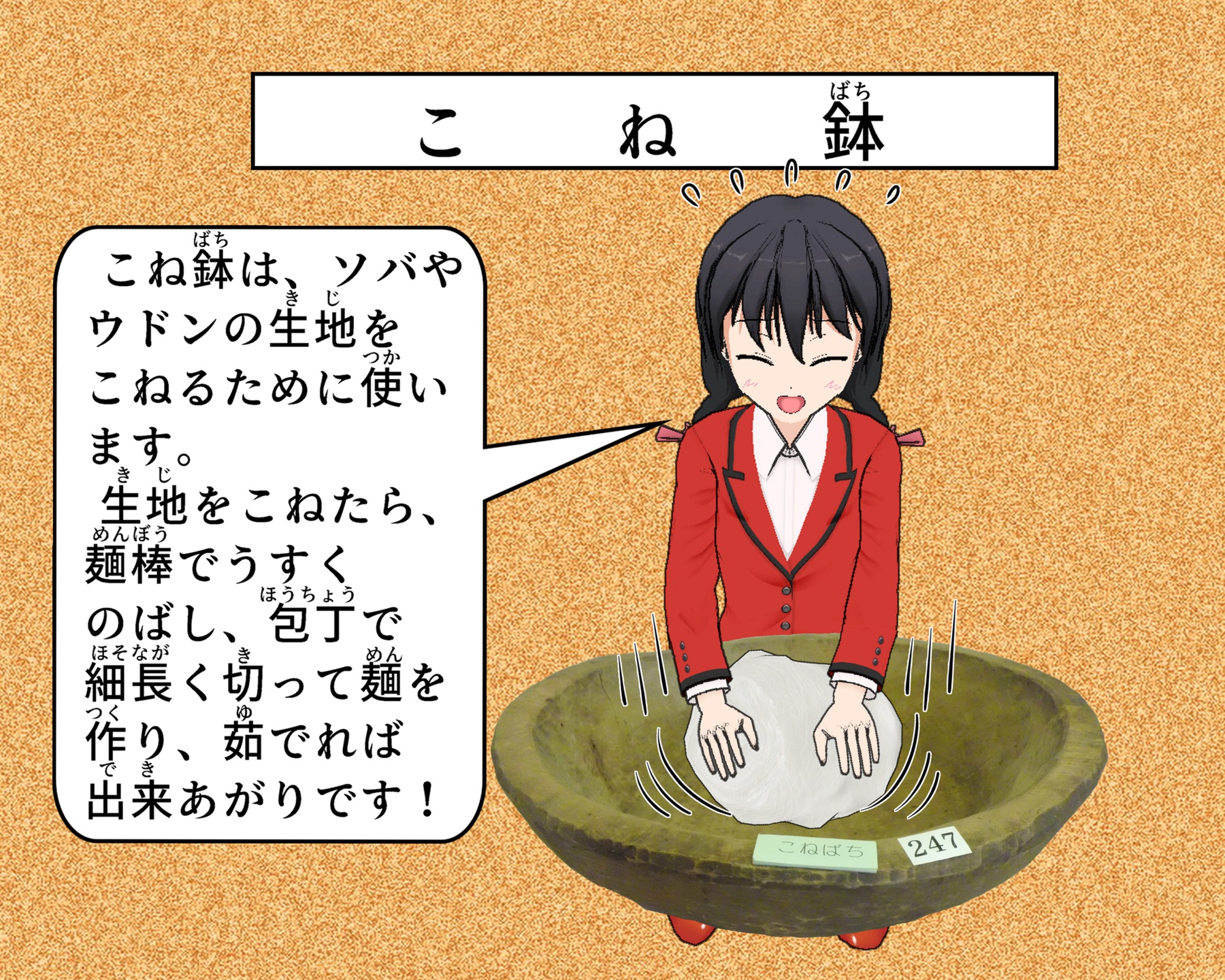 こね鉢について説明しているイラスト