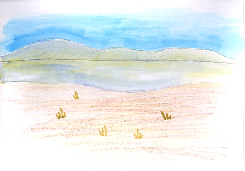 雪が溶けた競馬場に木の根が出てきているイラスト
